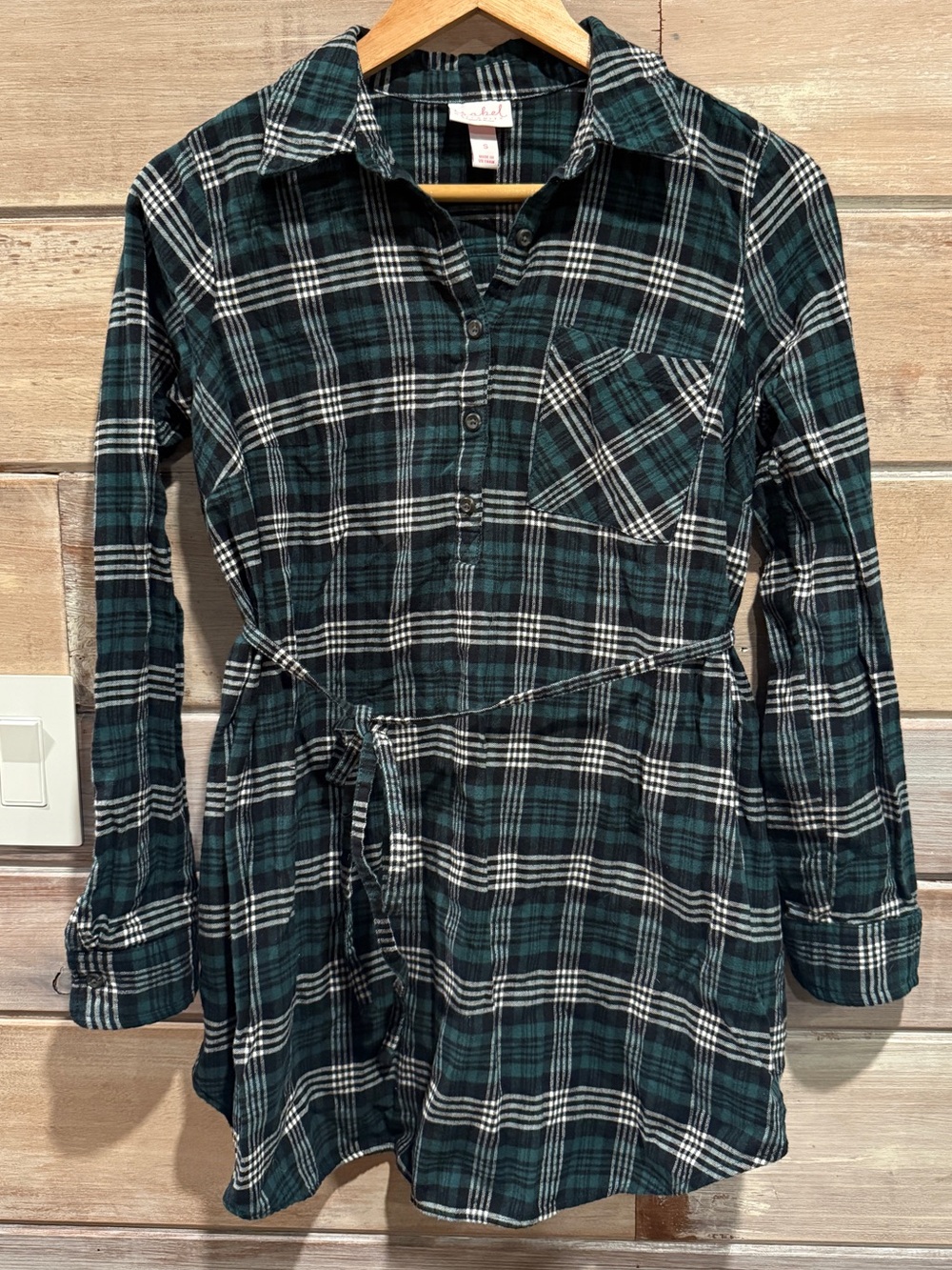 Isabel Maternity by Ingrid & Isabel Teal, Black and White Plaid Maternity Tunic
